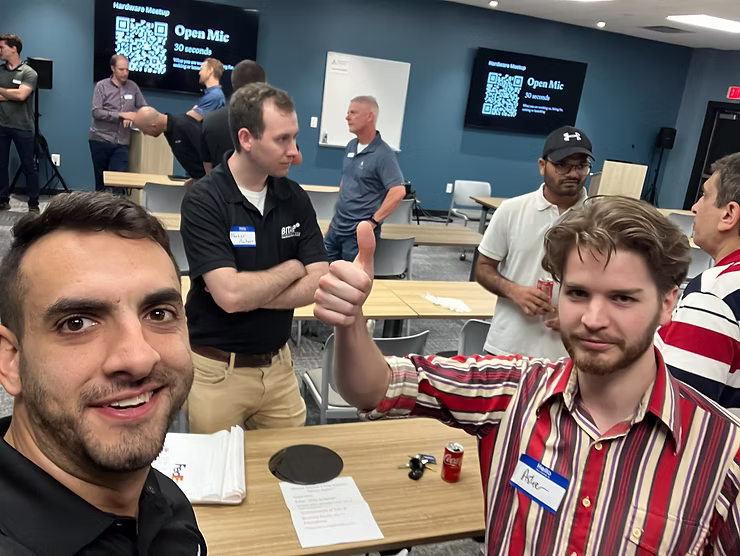 Justin and Attendees of the first ever Charlotte Hardware Meetup